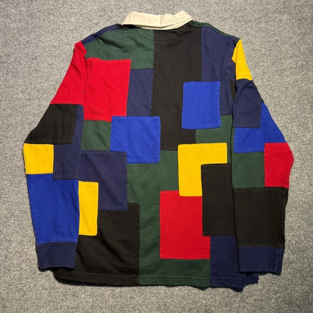 Polo Ralph Lauren Patchwork Rugby Shirt Mens XL Multi Color Long Sleeve